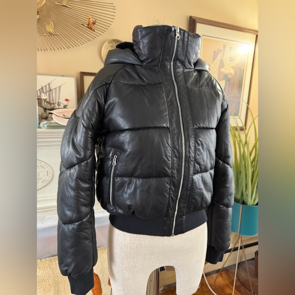 Quince 100% Leather Puffer Jacket in black size S - Picture 16 of 16